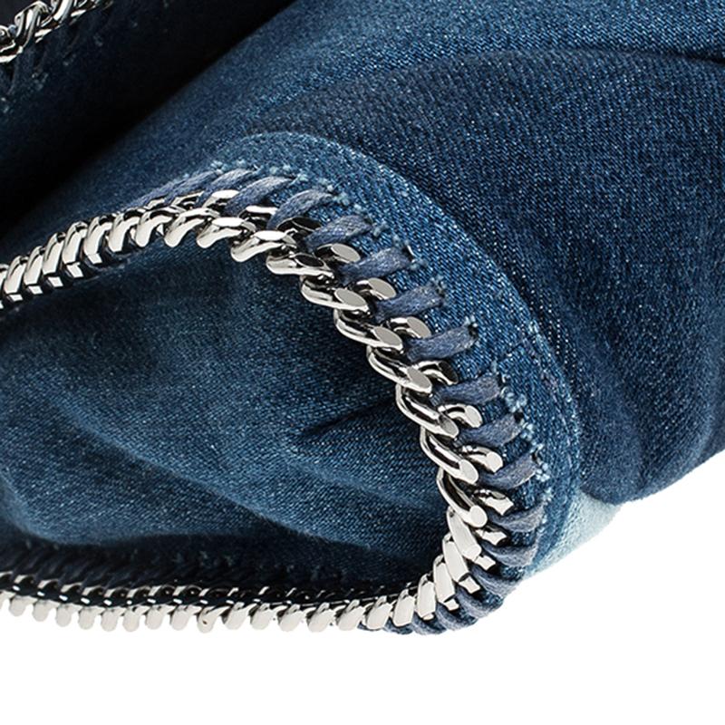 Stella McCartney Blue Eco Denim Falabella Shoulder Bag In Good Condition In Dubai, Al Qouz 2