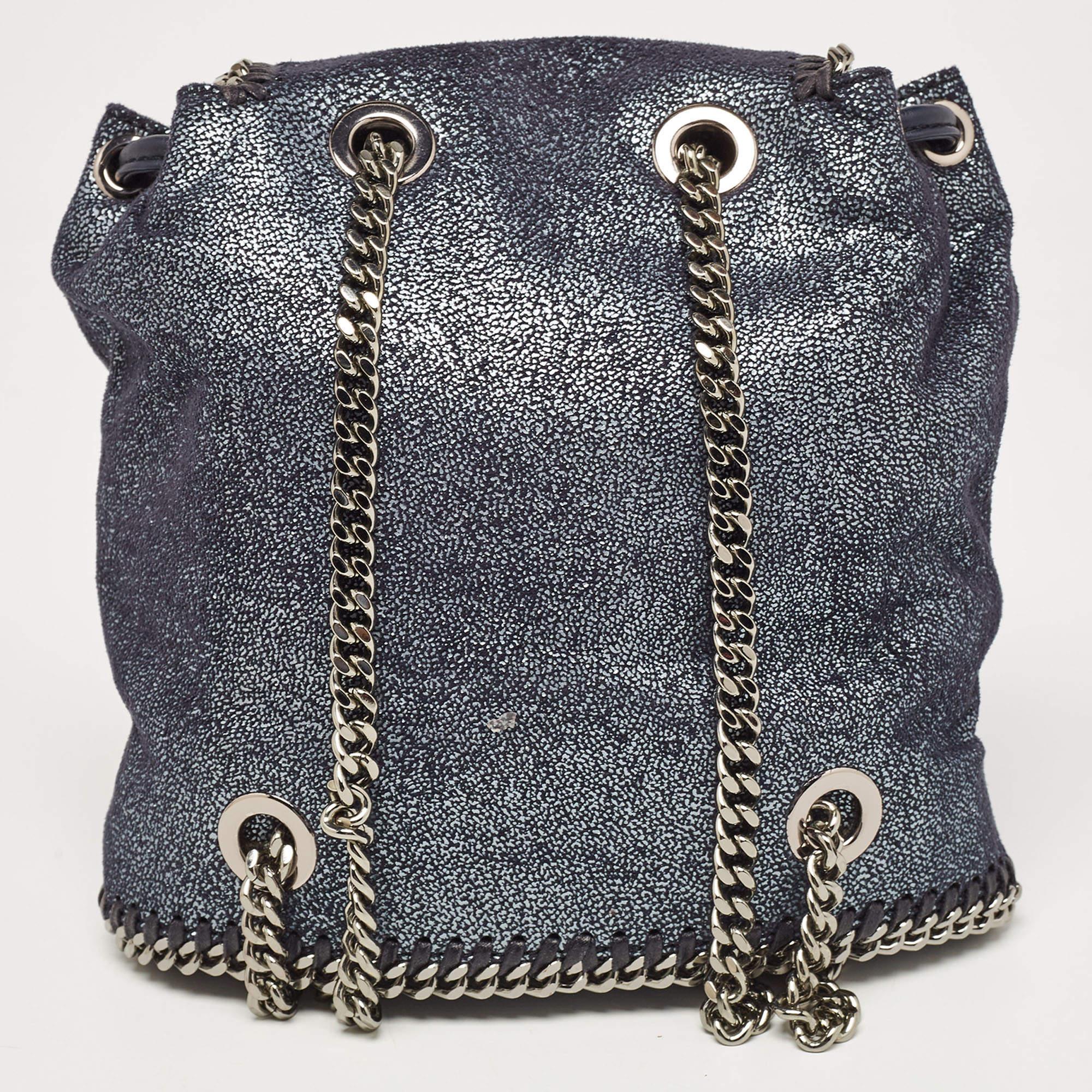 Stella McCartney Blue Faux Leather Falabella Backpack 1