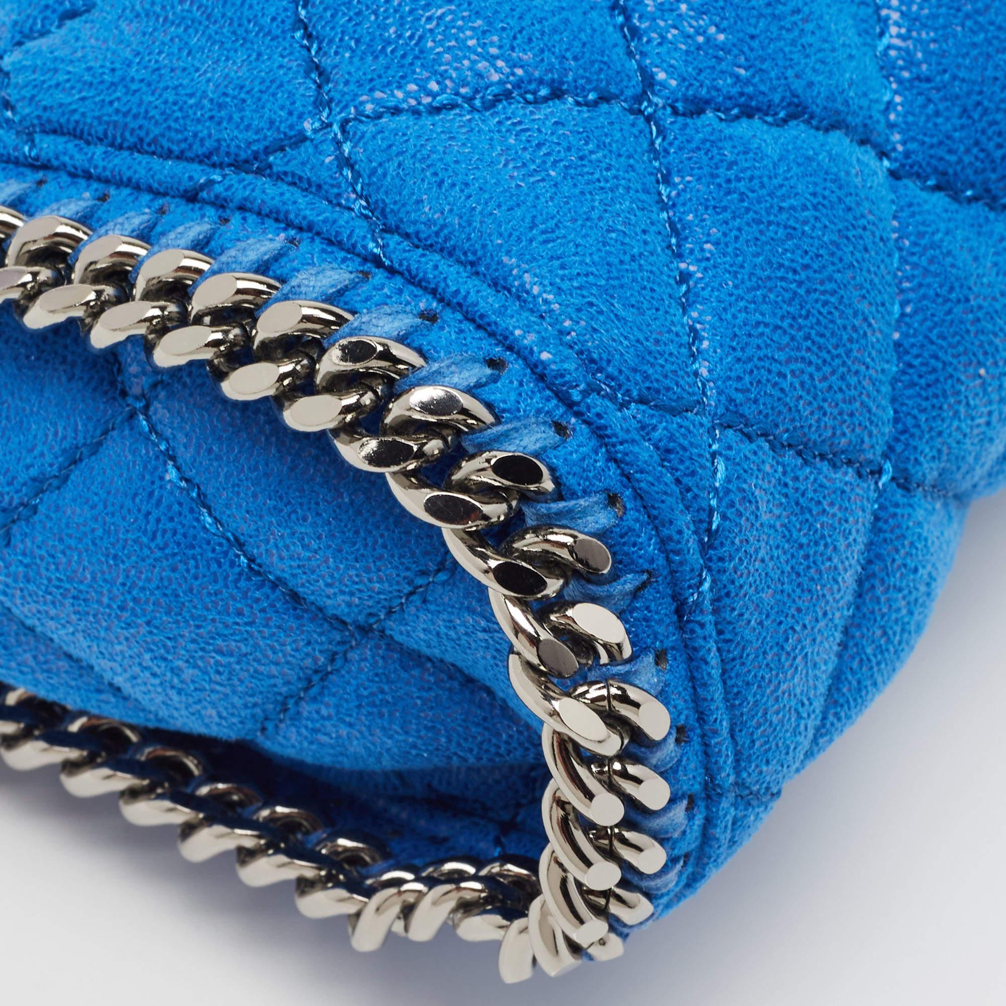 Stella McCartney Blue Faux Leather Mini Falabella Crossbody Bag In Excellent Condition In Dubai, Al Qouz 2