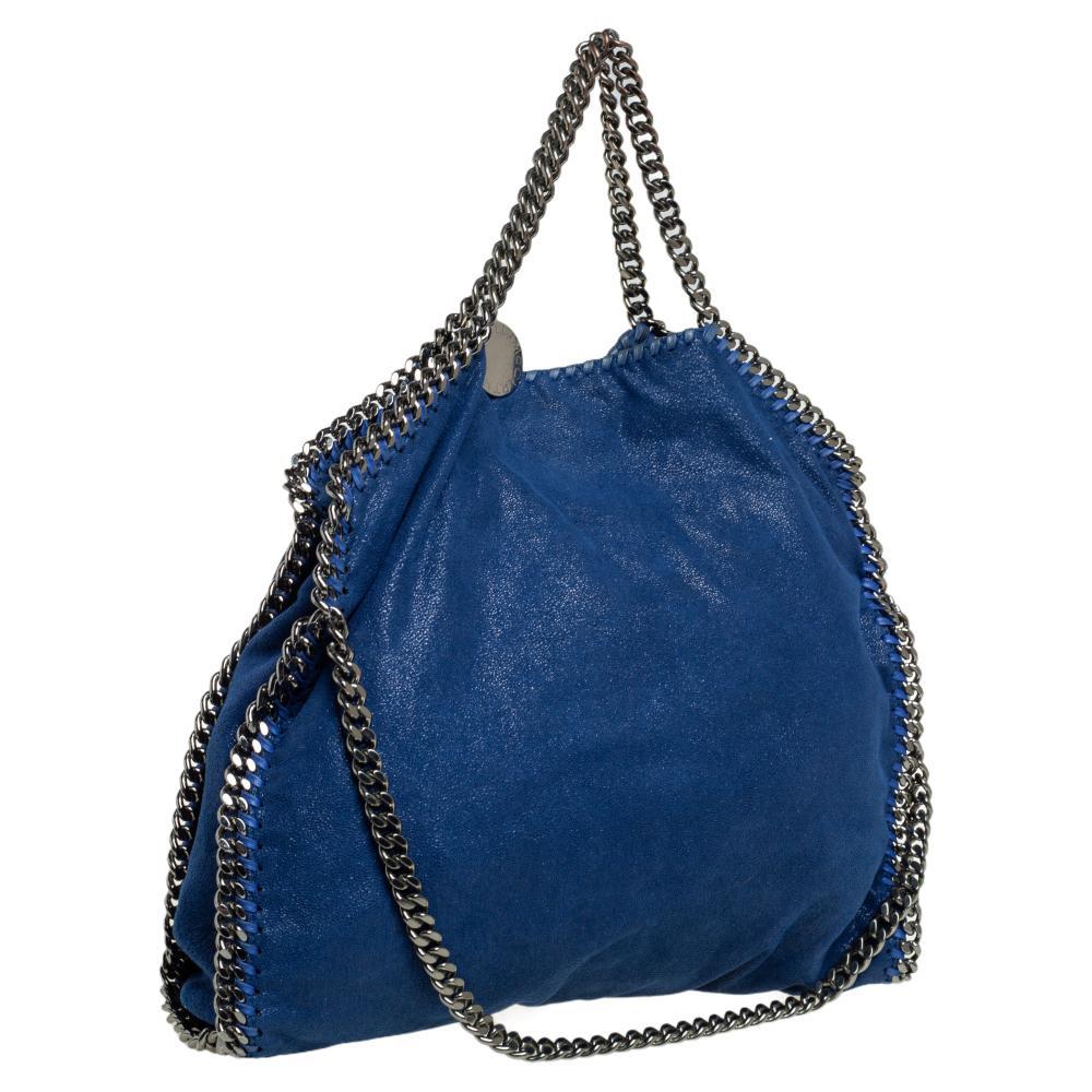 Stella McCartney Blue Faux Leather Small Falabella Tote In Good Condition In Dubai, Al Qouz 2