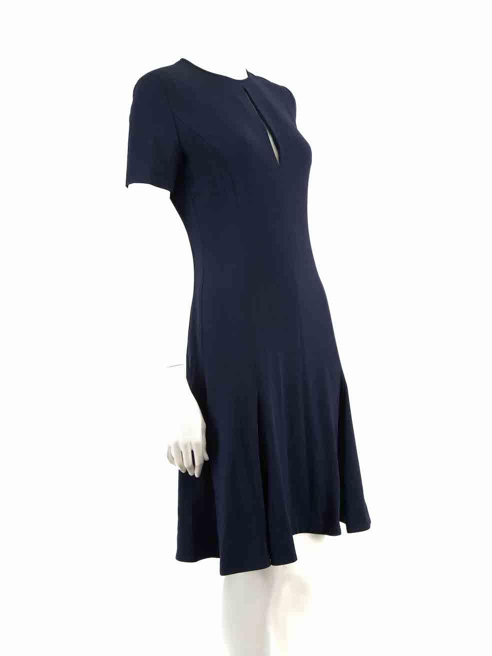 CONDITION is Very good. Minimal wear to dress is evident. Minimal wear to side with minor stain on this used Stella McCartney designer resale item.
 
 
 
 Details
 
 
 Blue
 
 Viscose
 
 Dress
 
 Short sleeves
 
 Knee length
 
 Front keyhole
 
