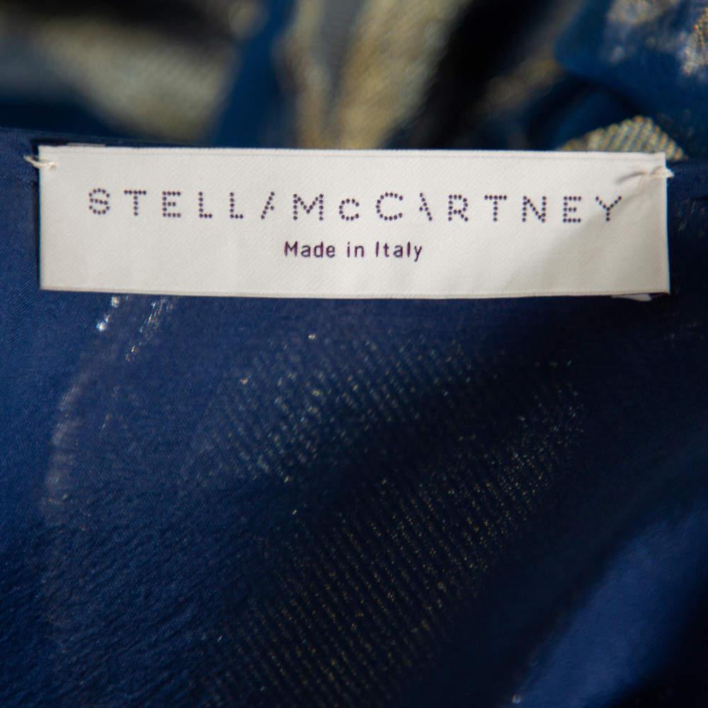 Stella McCartney Blue Floral Lamé Asymmetrical Hem Top M 1