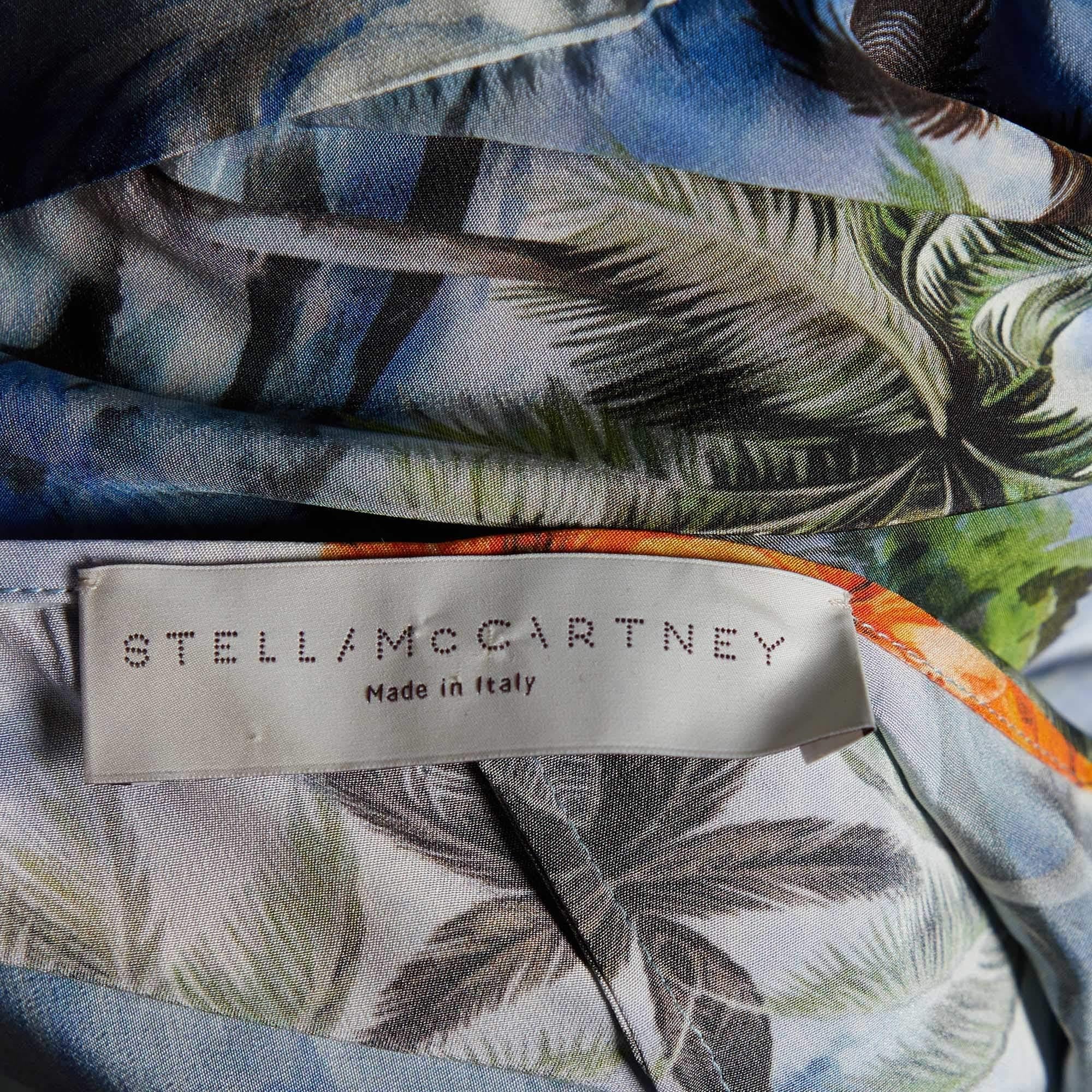 Stella McCartney Blue Hawaiian Printed Silk Jumpsuit & Cropped Shrug M In Excellent Condition In Dubai, Al Qouz 2