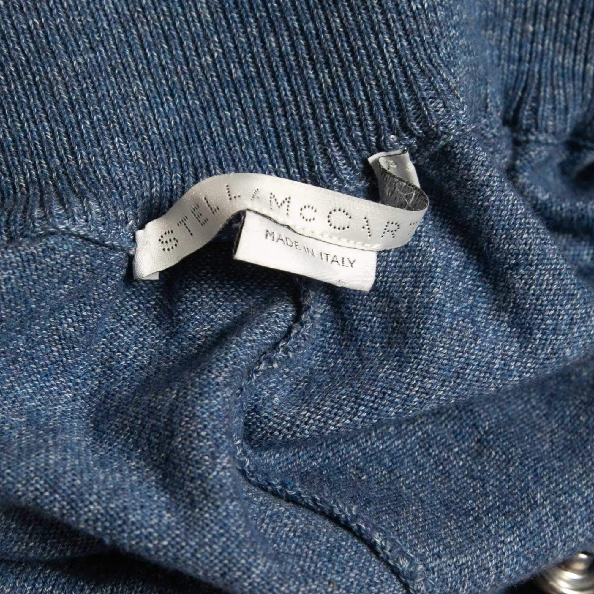 Stella McCartney Blue Knit Ruched High Waist Pants XS In Good Condition For Sale In Dubai, Al Qouz 2
