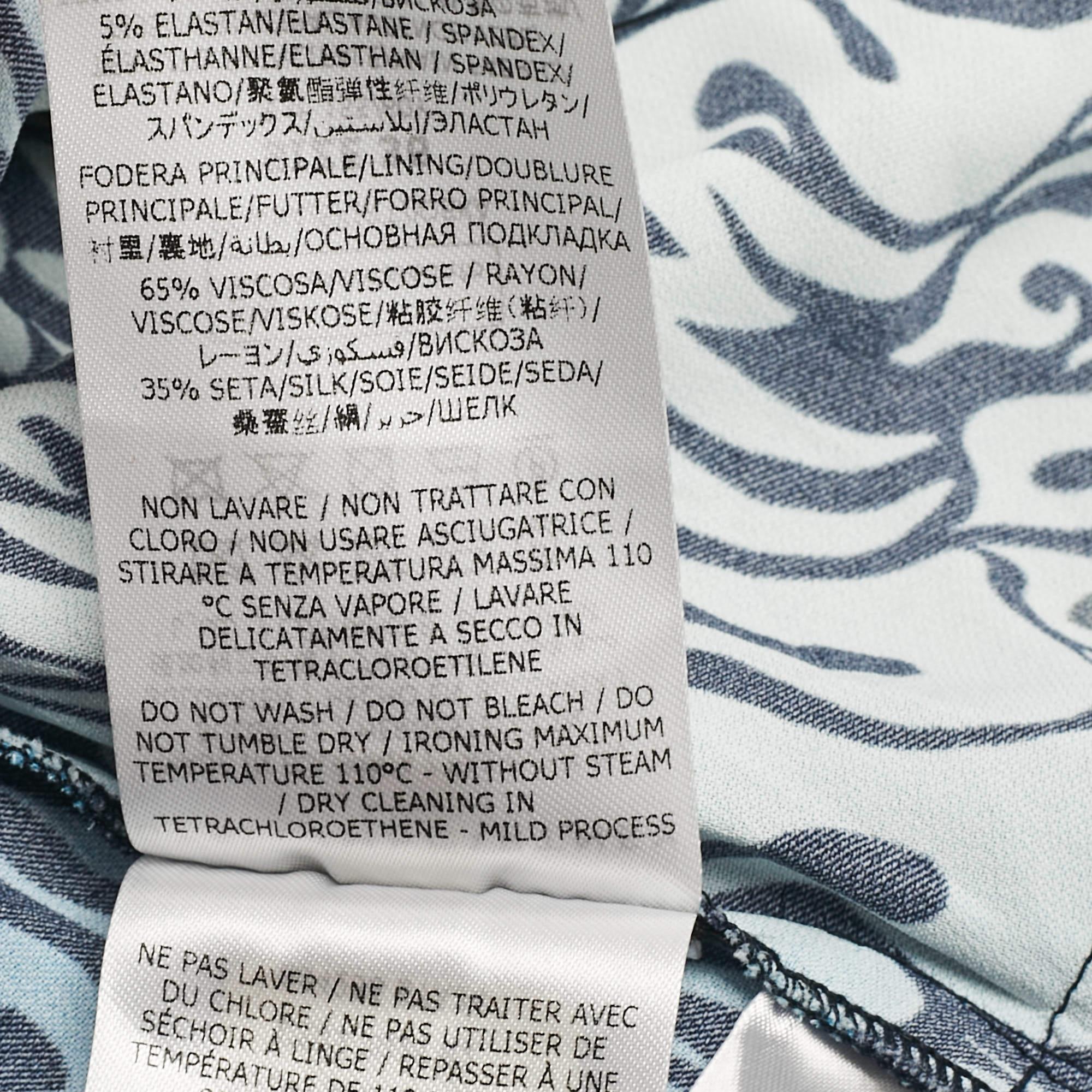 Stella McCartney Blue Printed Crepe de Chine Midi Skirt S For Sale 2