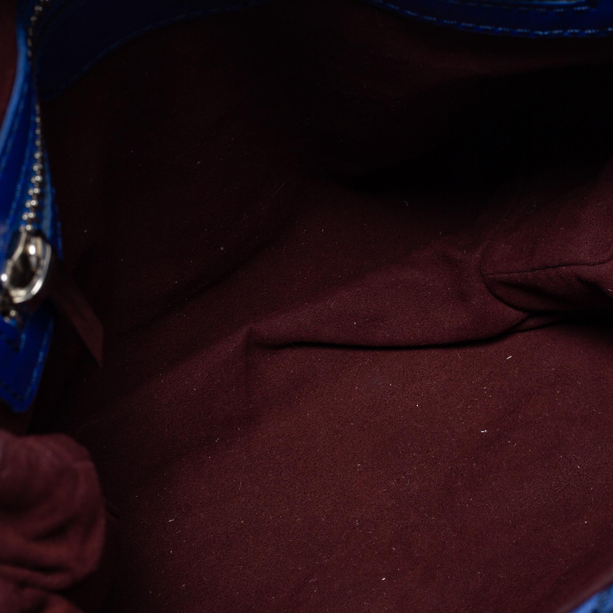 Women's Stella McCartney Blue Quilted Faux Suede Medium Beckett Chain Bag