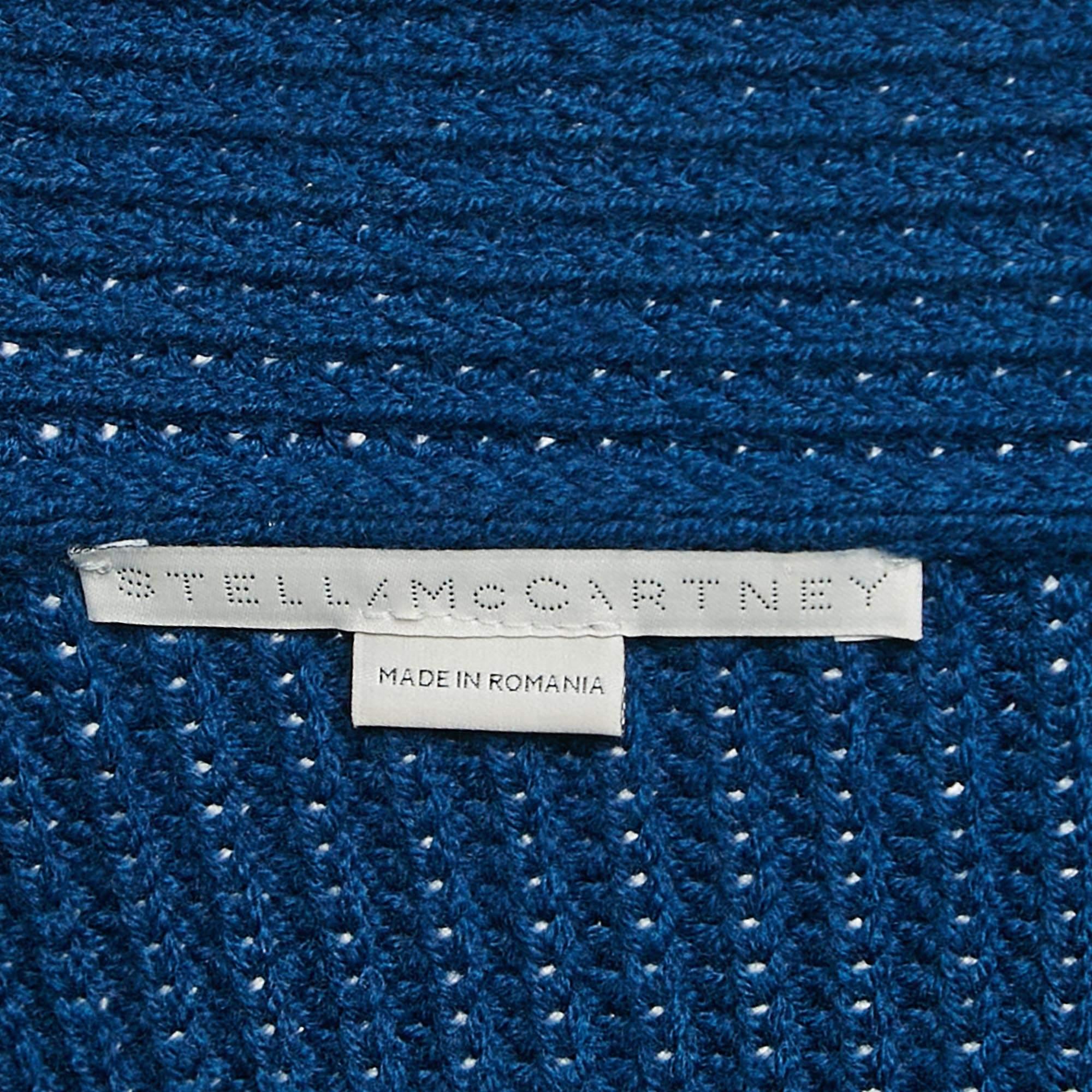 Women's Stella McCartney Blue Rib Knit Asymmetrical Button Oversized Sweater M For Sale