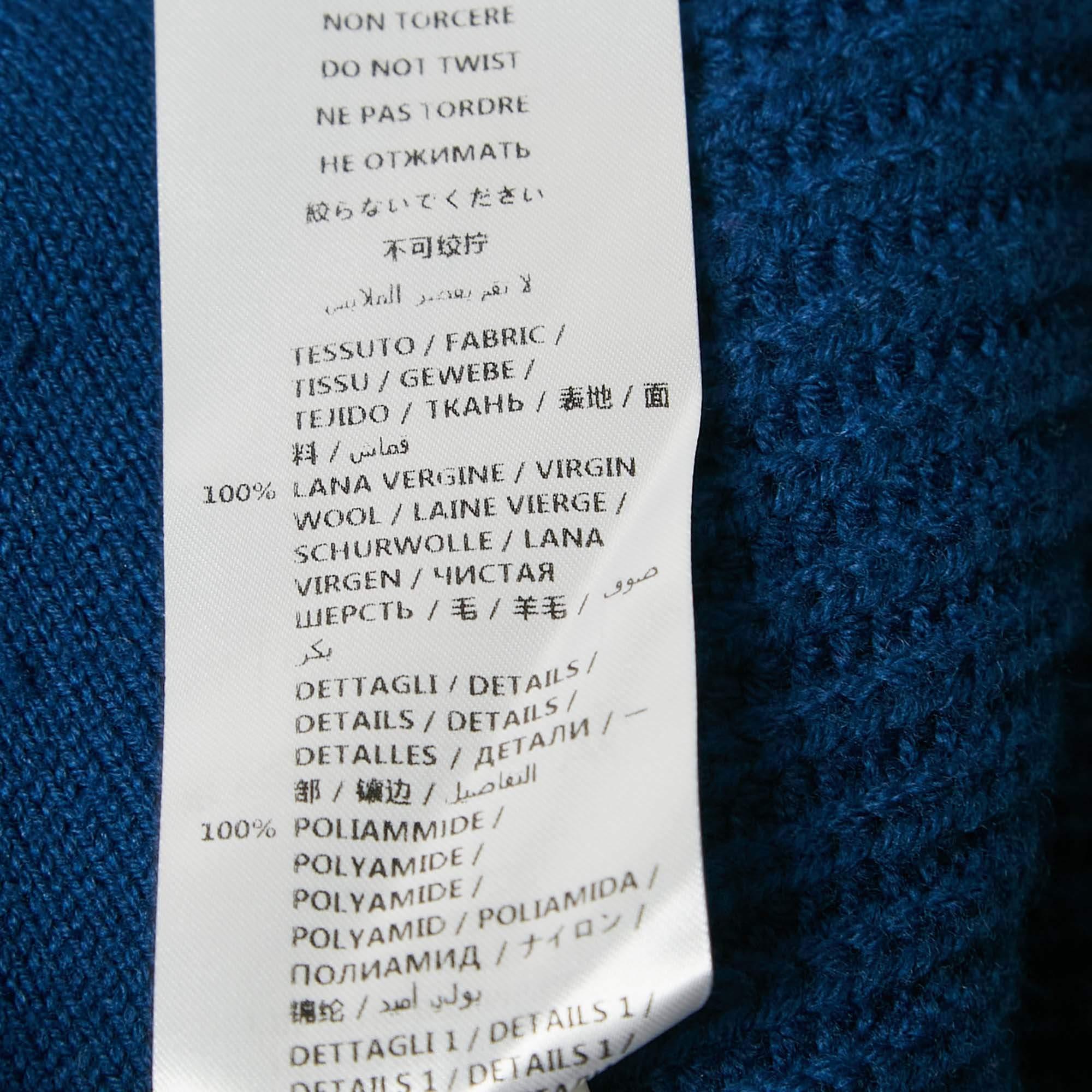 Stella McCartney Blue Rib Knit Asymmetrical Button Oversized Sweater M For Sale 2