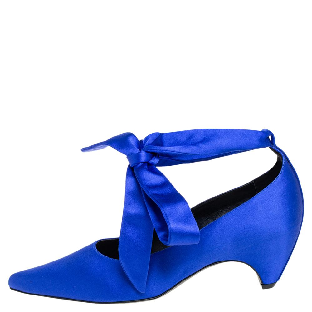 Stella McCartney Blue Satin Ankle Wrap Pumps Size 40 1