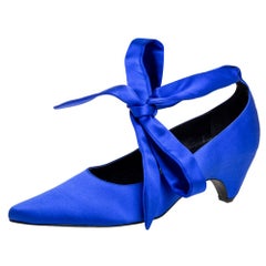 Stella McCartney Blau Satin Ankle Wrap Pumps Größe 40