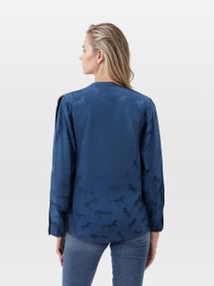 Stella McCartney Blue Silk Horse Print Blouse Size M
