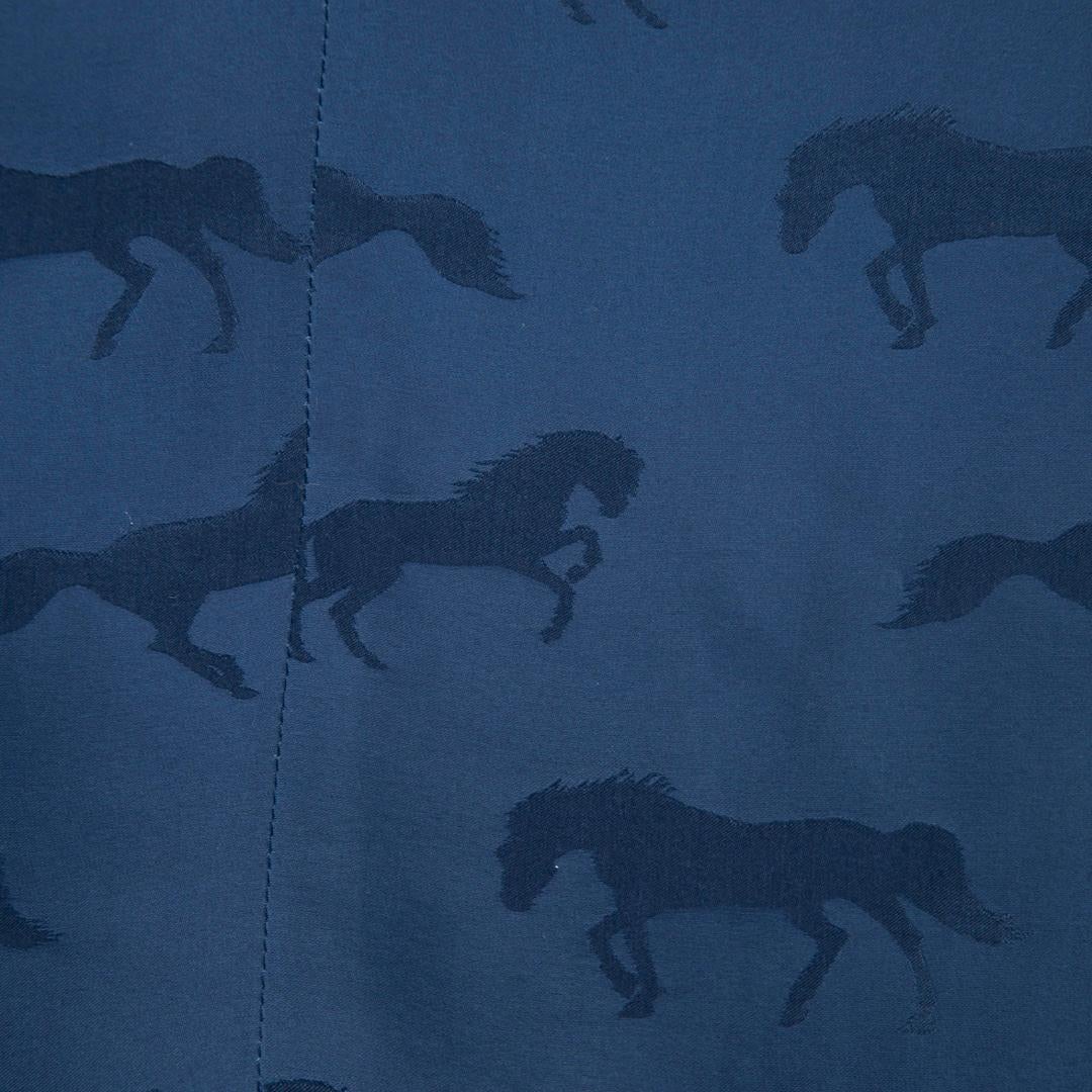 Blu Stella McCartney, camicetta in seta blu con stampa di cavalli, taglia M.