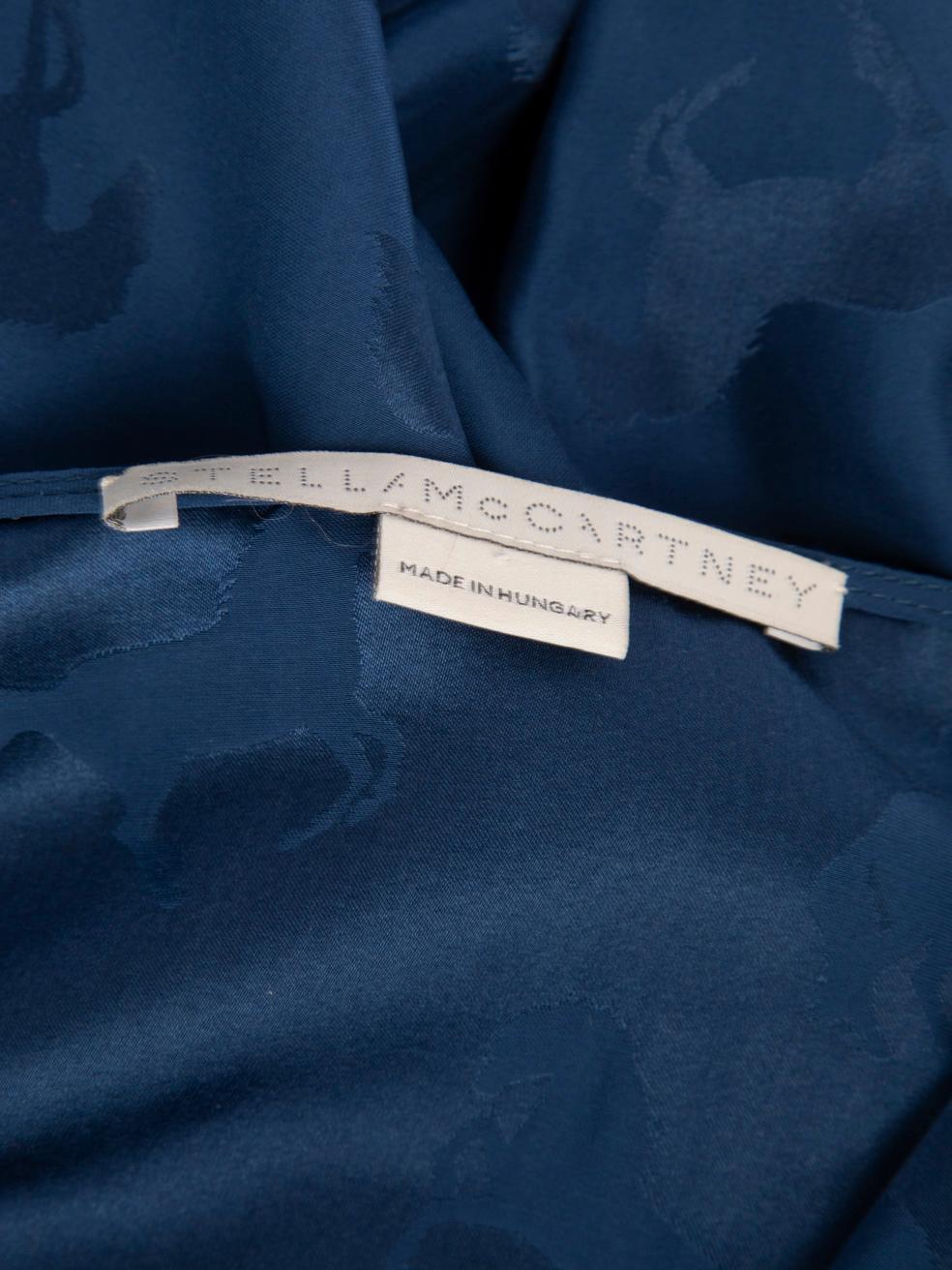 Stella McCartney, camicetta in seta blu con stampa di cavalli, taglia M. 2