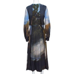 Stella McCartney Blue Stubbs Horse Print Side Slit Detail Midi Dress S