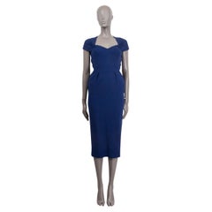 STELLA MCCARTNEY blue viscose ANGIE BOW DETAIL MIDI Dress 36 XS