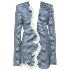 Stella McCartney Blue & White Print Heavy Applique Detail Oversized Blazer M