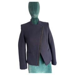 Stella McCartney Veste en laine bleue avec détails en chaîne 