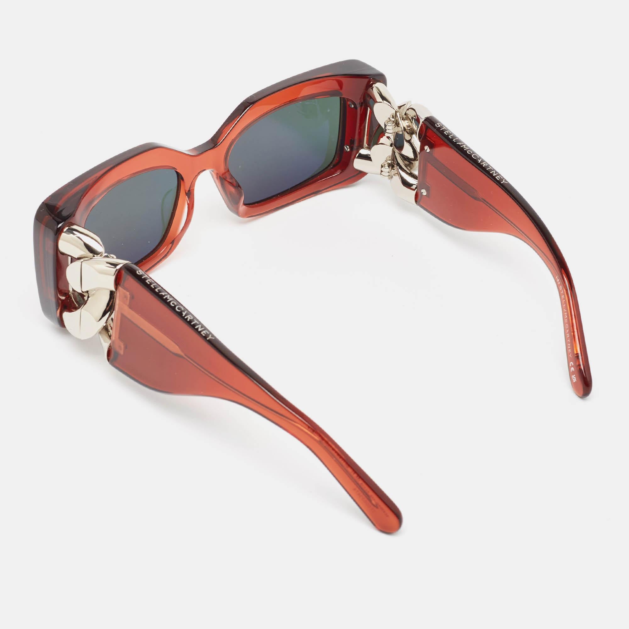 Stella McCartney Brown/Black SC400461 Falabella Square Sunglasses In Excellent Condition In Dubai, Al Qouz 2