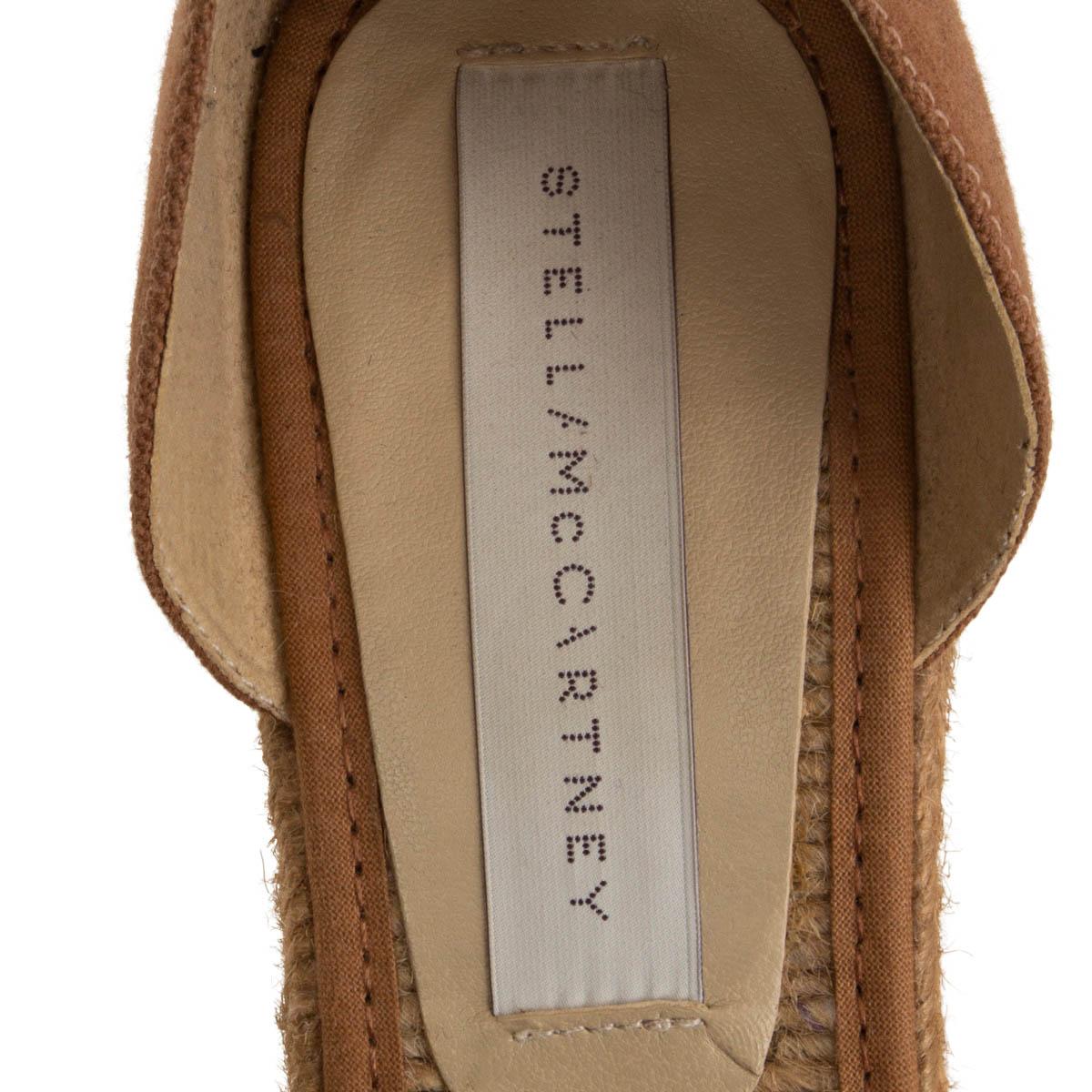 Brown STELLA MCCARTNEY brown Canvas & Mesh Wooden Wedge Espadrilles Sandals Shoes 38