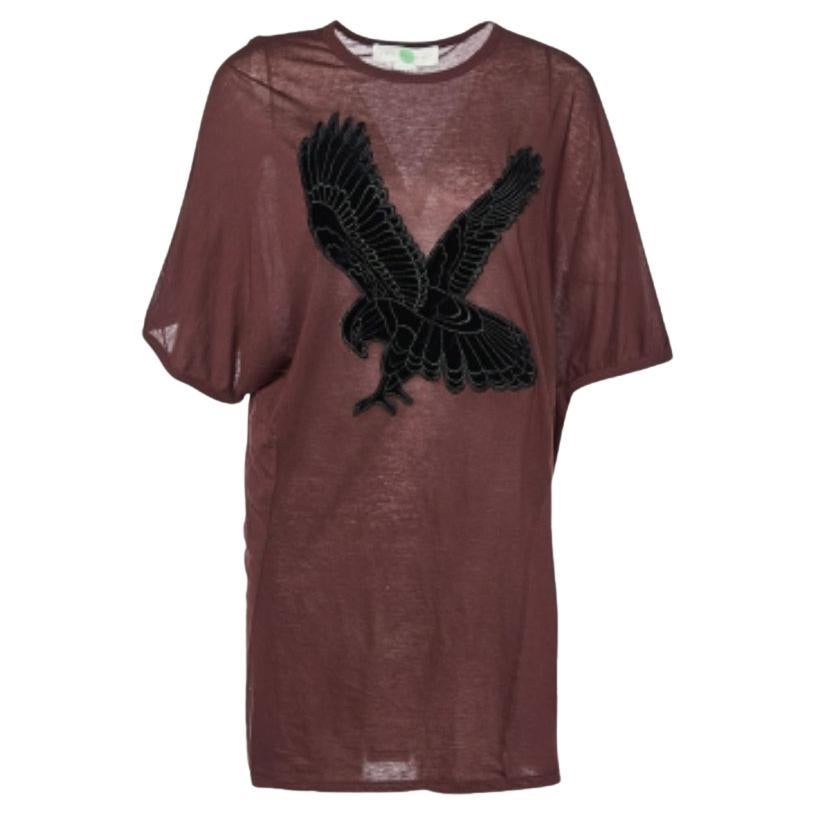 Stella McCartney Brown Cotton Eagle Embroidered Blouse M For Sale