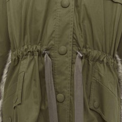 STELLA MCCARTNEY parka con coulisse in pelliccia sintetica marrone verde militare FR34 XS