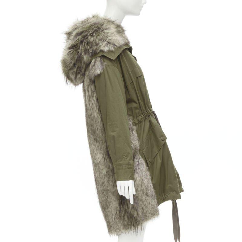 STELLA MCCARTNEY parka con coulisse in pelliccia sintetica marrone verde militare FR34 XS In condizioni ottime in vendita a Hong Kong, NT
