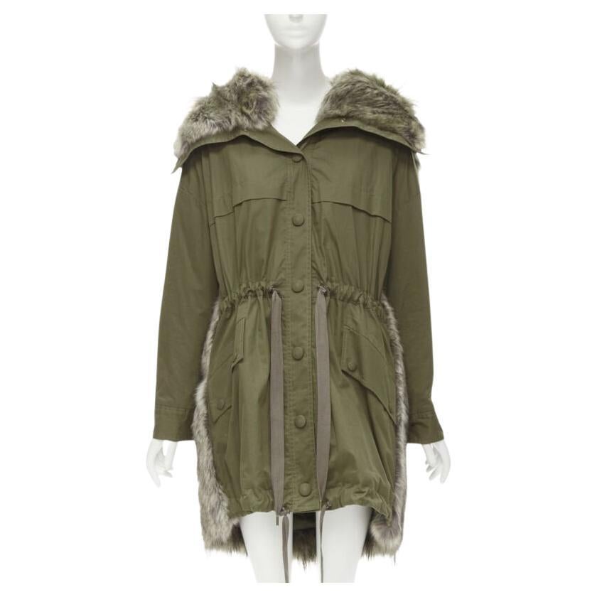 STELLA MCCARTNEY parka con coulisse in pelliccia sintetica marrone verde militare FR34 XS
