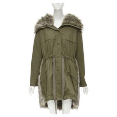 STELLA MCCARTNEY parka con coulisse in pelliccia sintetica marrone verde militare FR34 XS
