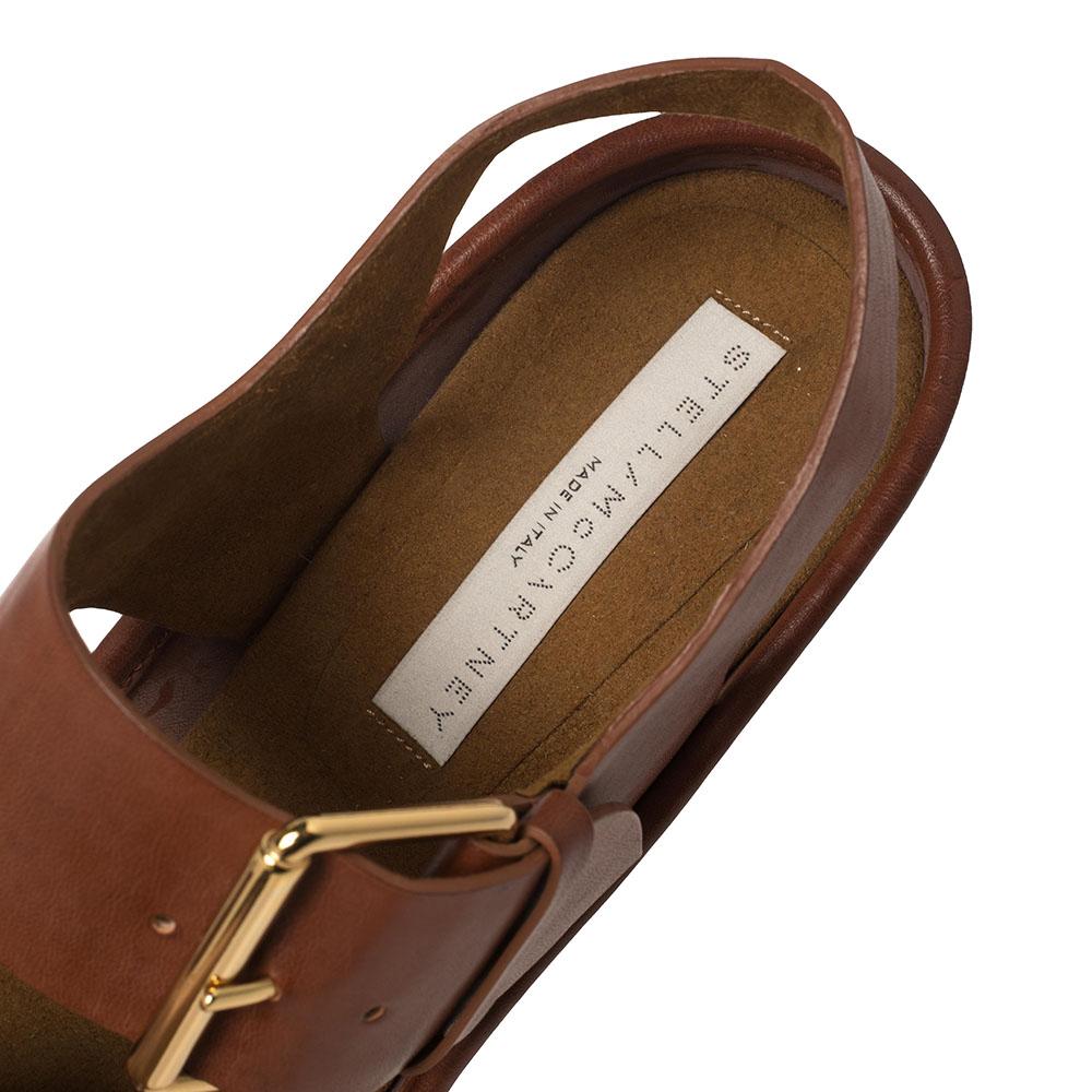 Stella McCartney Brown Faux Leather Buckle Block Heel Platform Sandals Size 40 2
