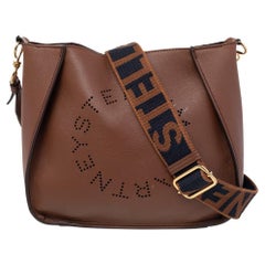 Stella McCartney Brown Faux Leather Logo Shoulder Bag