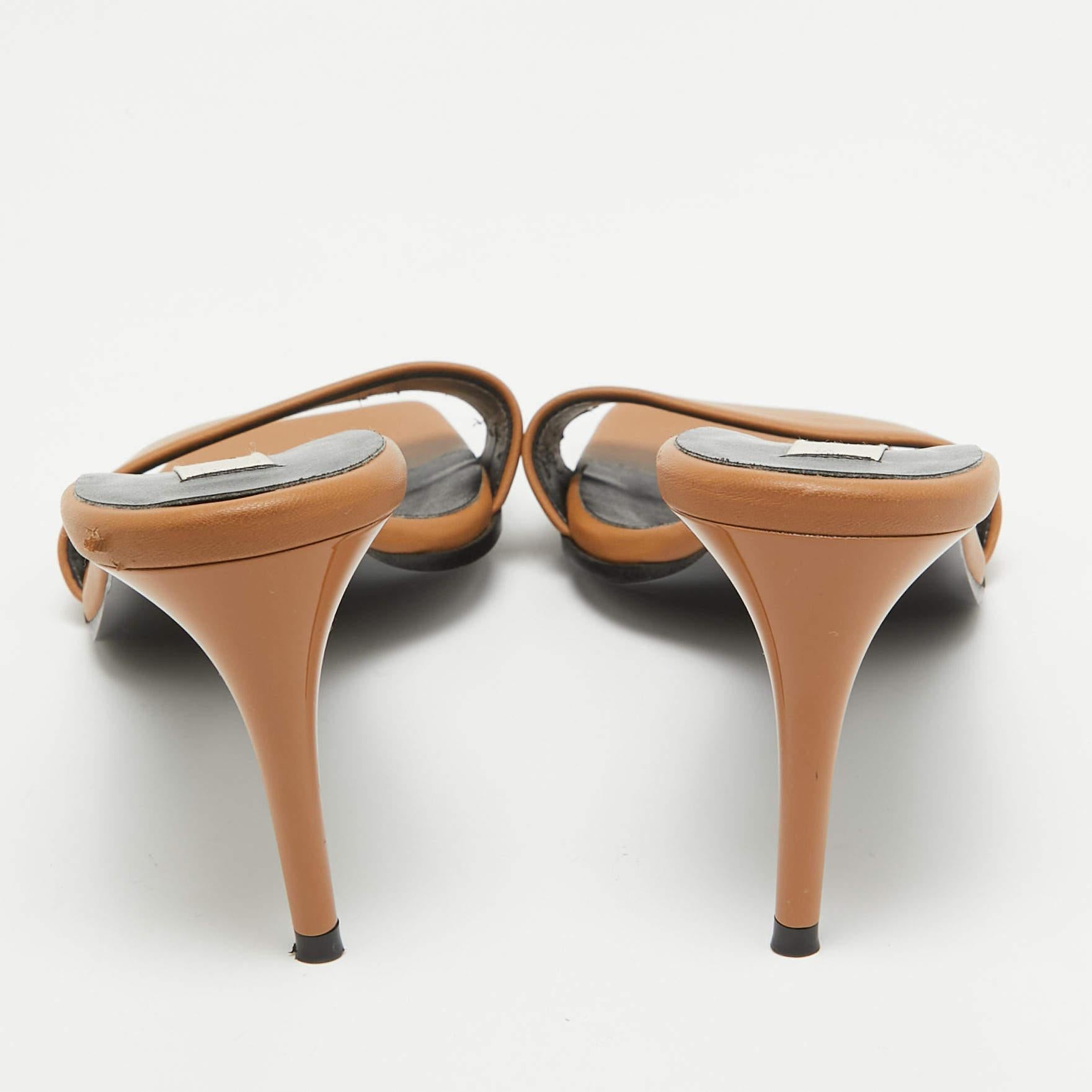 Stella McCartney Brown Faux Leather Slide Sandals Size 38 For Sale 1