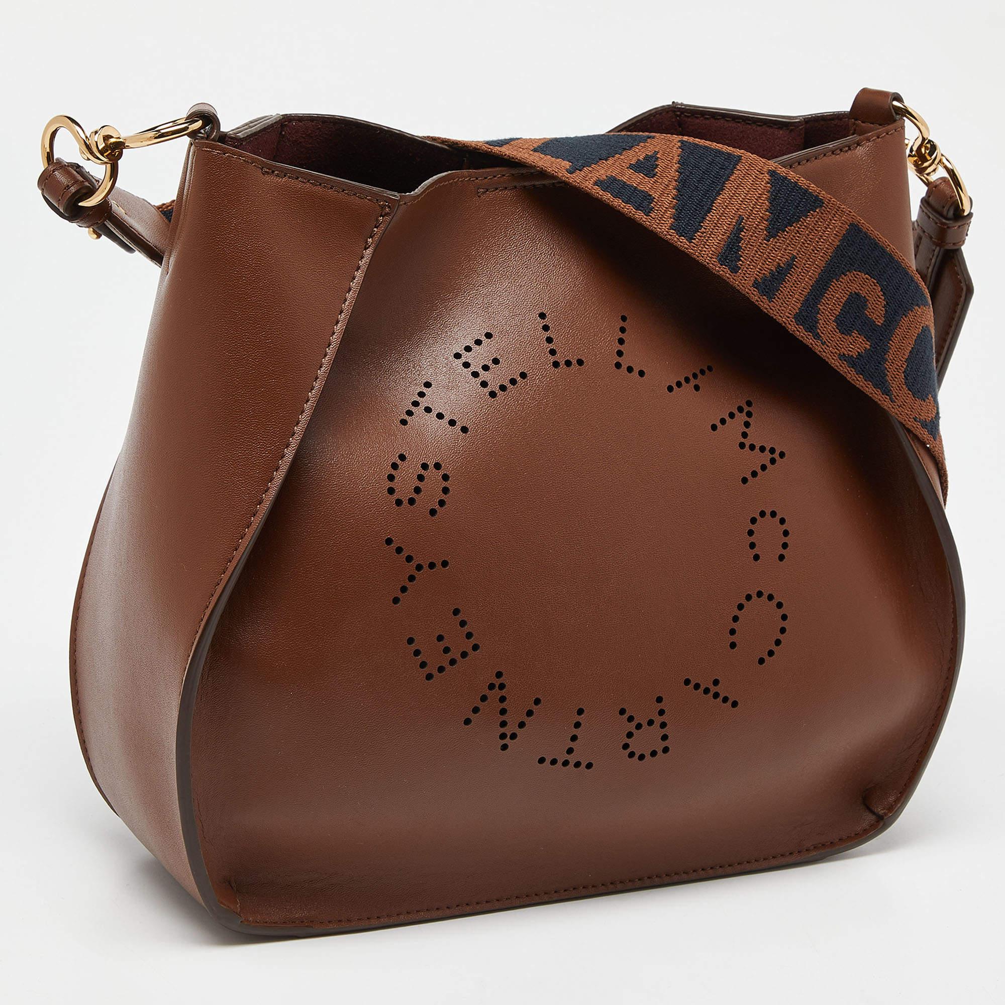 Stella McCartney Brown Faux Leather Stella Logo Crossbody Bag 7