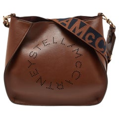 Stella McCartney Brown Faux Leather Stella Logo Crossbody Bag
