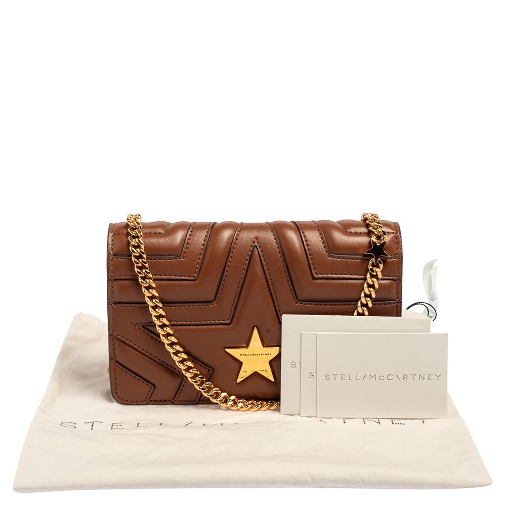 Stella McCartney Brown Faux Leather Stella Star Crossbody Bag 6