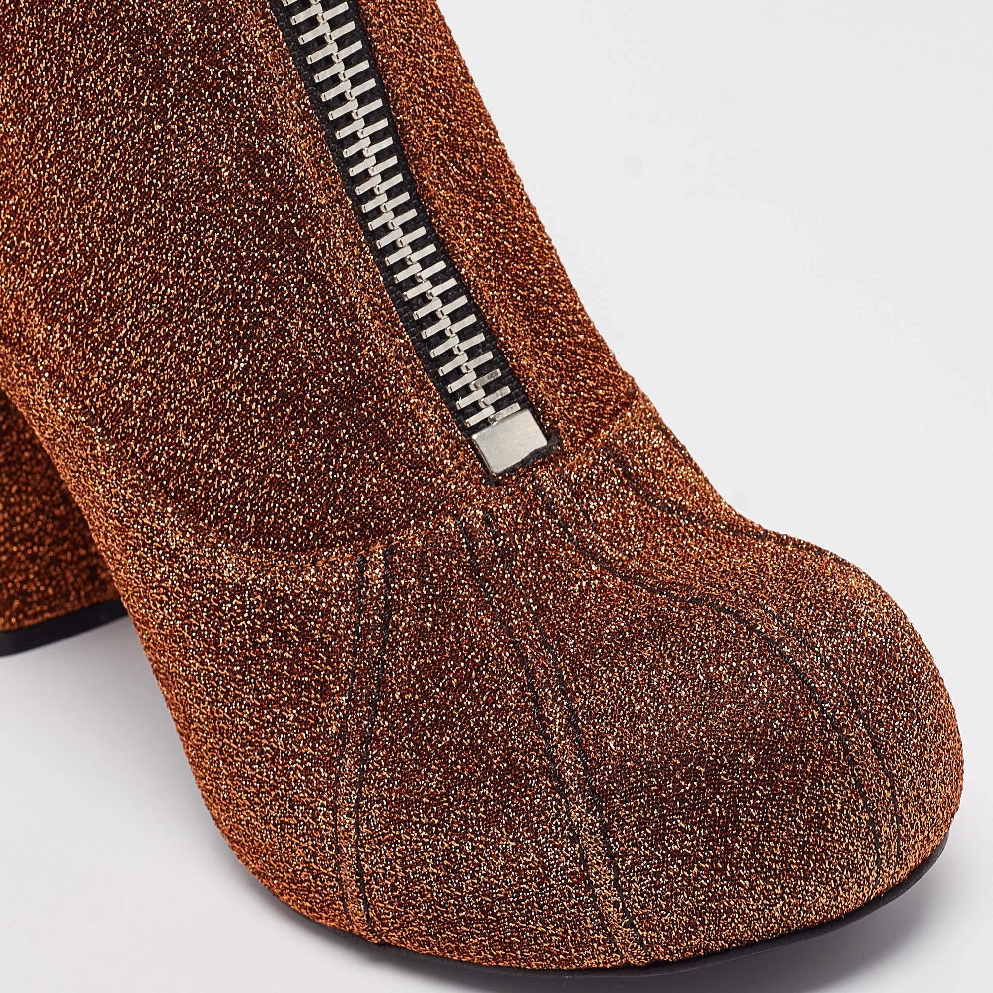 Stella McCartney Brown/Gold Lurex Groove Ankle Boots Size 38 For Sale 3