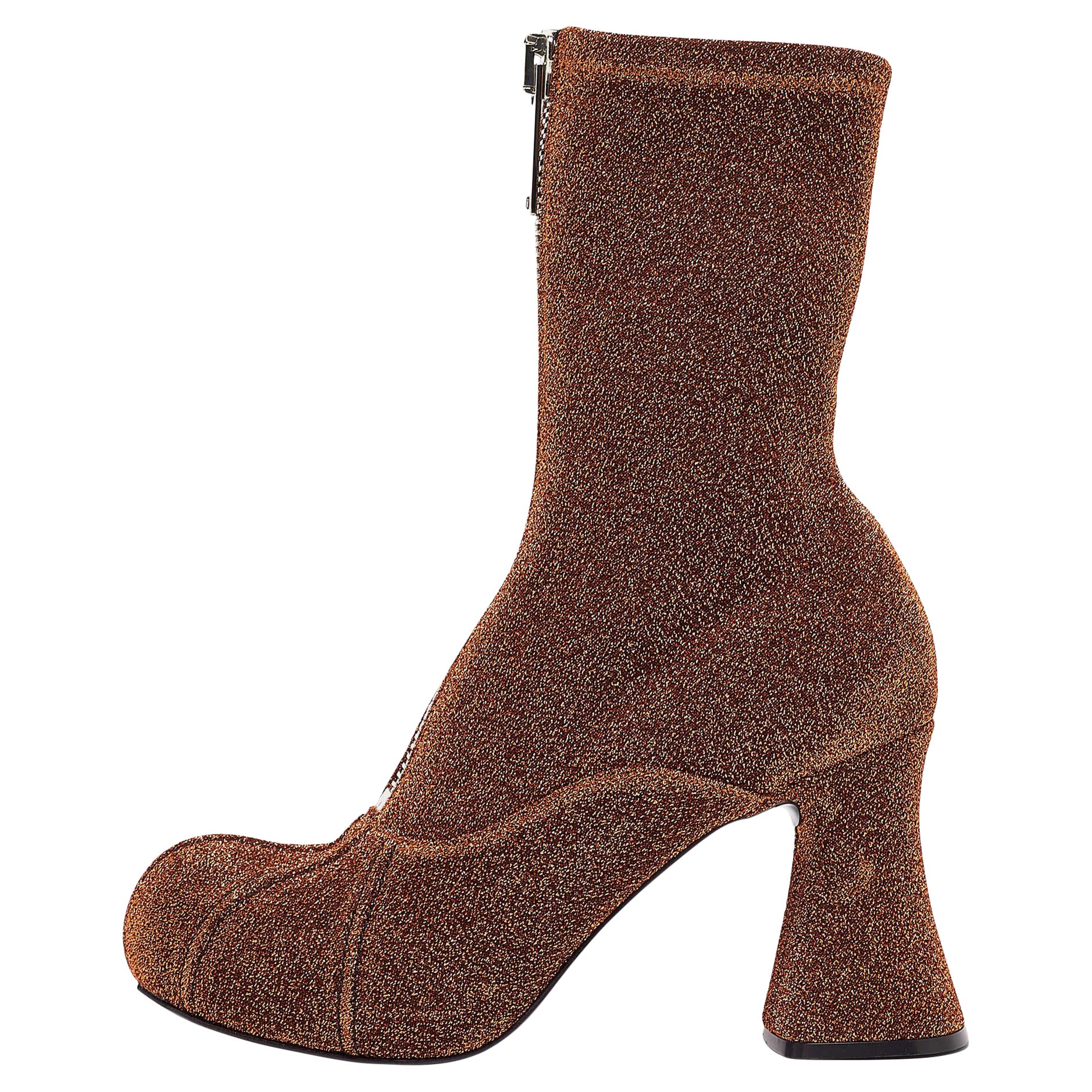 Stella McCartney Brown/Gold Lurex Groove Ankle Boots Size 38