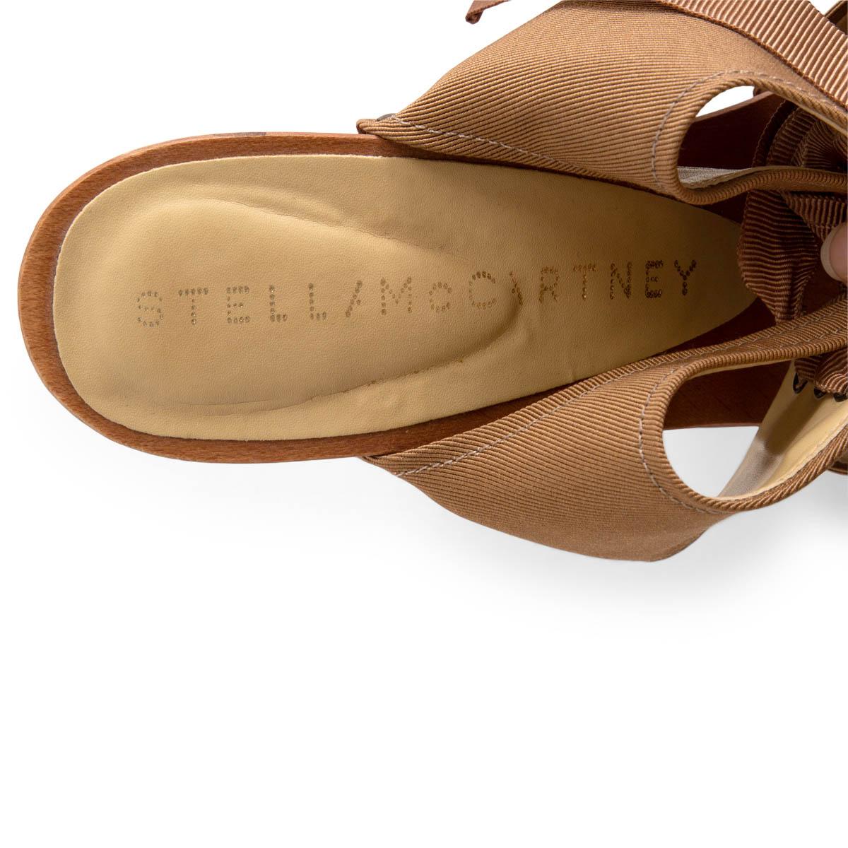 Brown STELLA MCCARTNEY brown GROSGRAIN WOODEN SOLE Sandals Shoes 37 For Sale