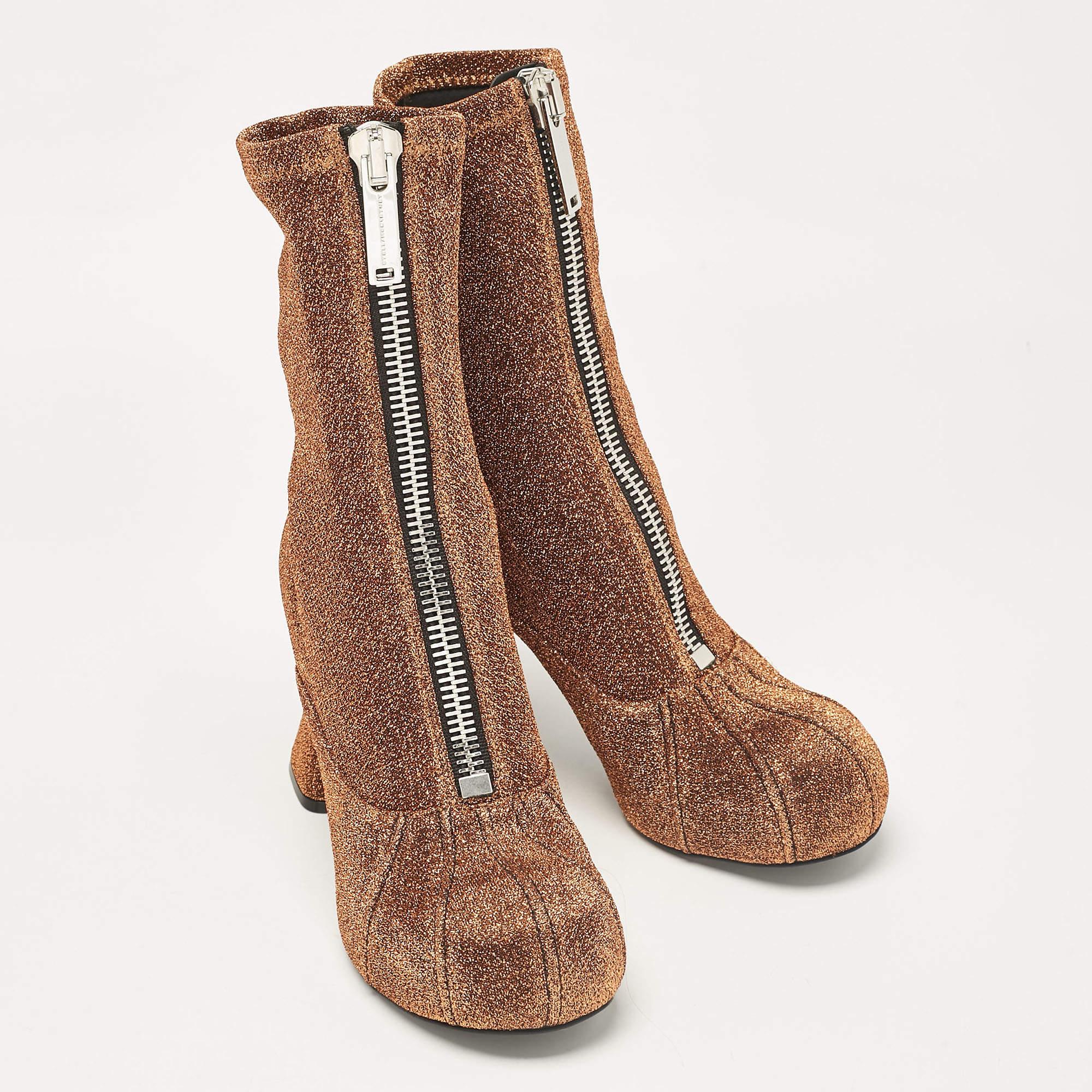 Botas tobilleras Stella McCartney de tejido de lúrex marrón talla 38 Marrón en venta