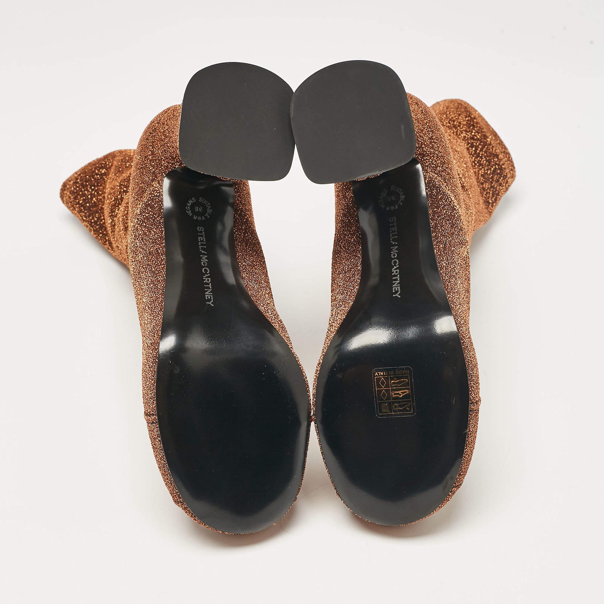 Botas tobilleras Stella McCartney de tejido de lúrex marrón talla 38 en venta 1