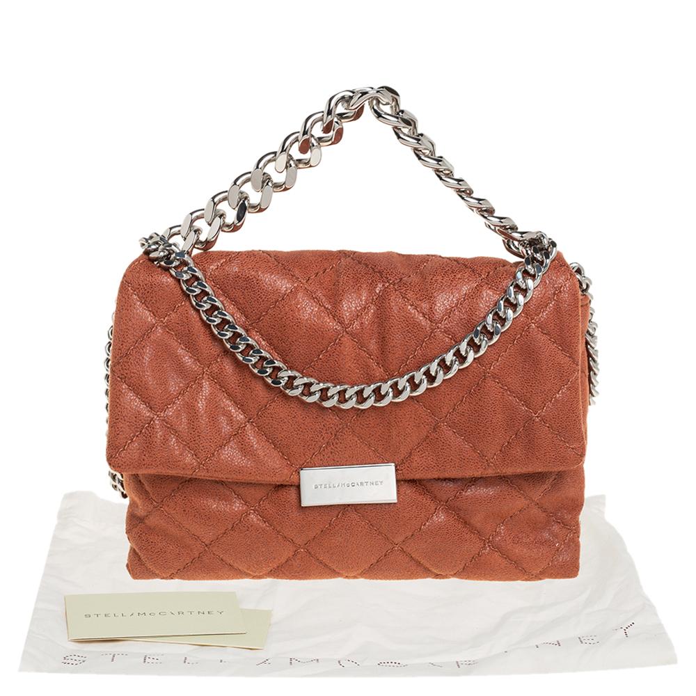 Stella McCartney Brown Quilted Faux Leather Small Beckett Chain Shoulder Bag 5