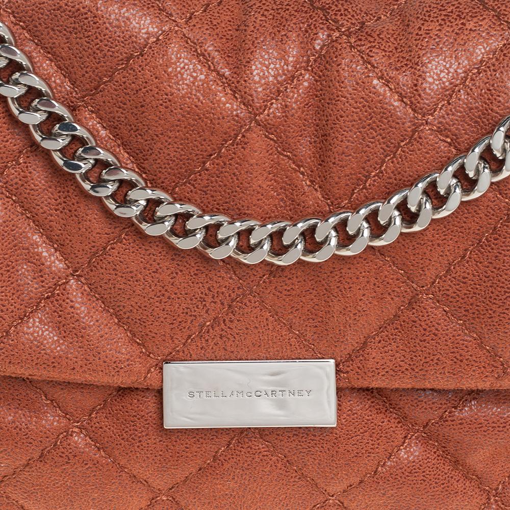 Stella McCartney Brown Quilted Faux Leather Small Beckett Chain Shoulder Bag 2