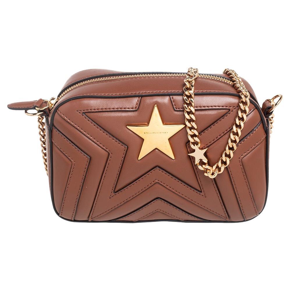 Stella McCartney Brown Quilted Leather Stella Star Crossbody Bag