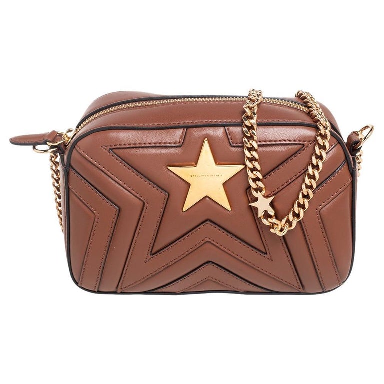 Stella McCartney Brown Quilted Leather Stella Star Crossbody Bag at 1stDibs