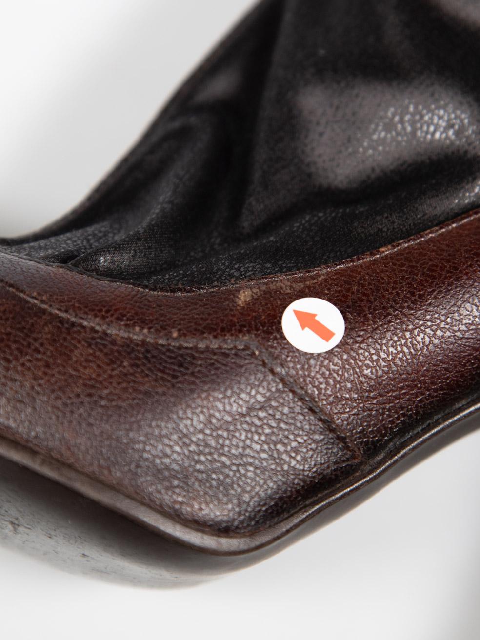 Stella McCartney, stivali con tacco alto a punta quadrata di colore marrone, misura IT 37 in vendita 3