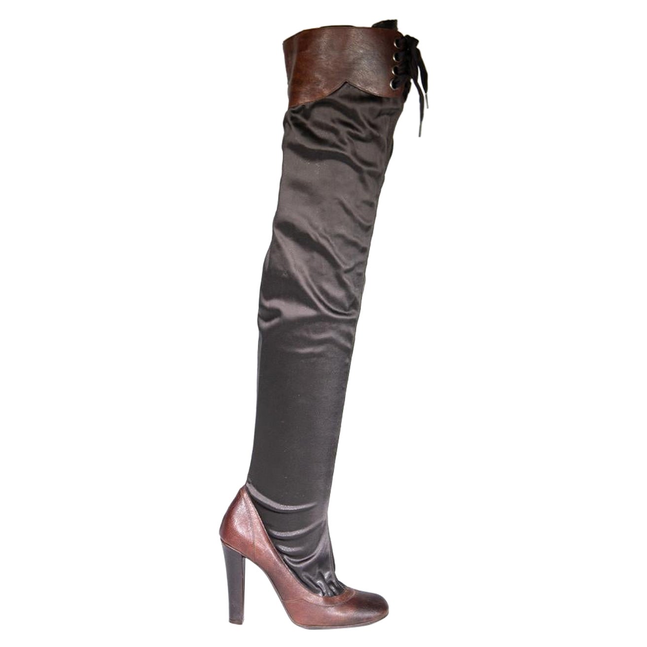 Stella McCartney Brown Bottes à talons hauts et à bouts carrés Taille IT 37 en vente