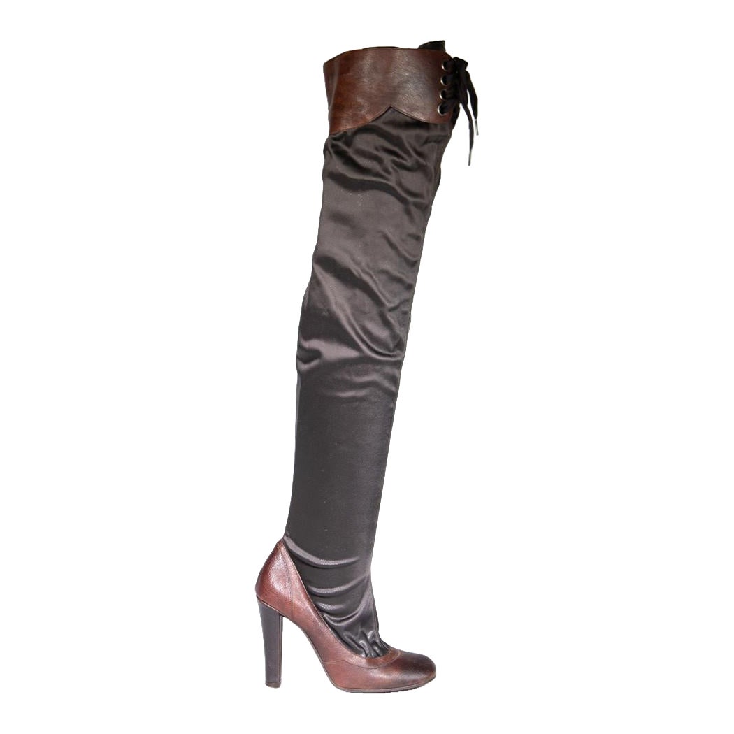 Stella McCartney Brown Bottes à talons hauts et à bouts carrés Taille IT 37 en vente