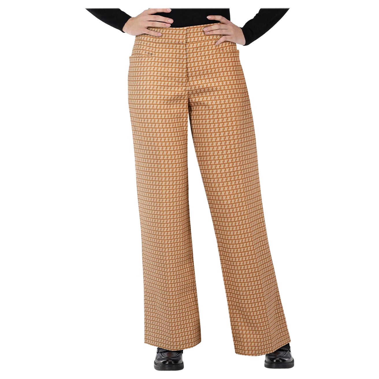 Stella McCartney Brown Wool Abstract Wide Trousers Size S