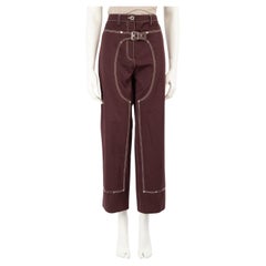 Stella McCartney Burgunderfarbene Hose mit Schnalle-Detail Größe L