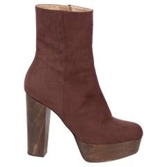 Stella McCartney Burgundy Croc Embossed Platform Boots Size IT 37