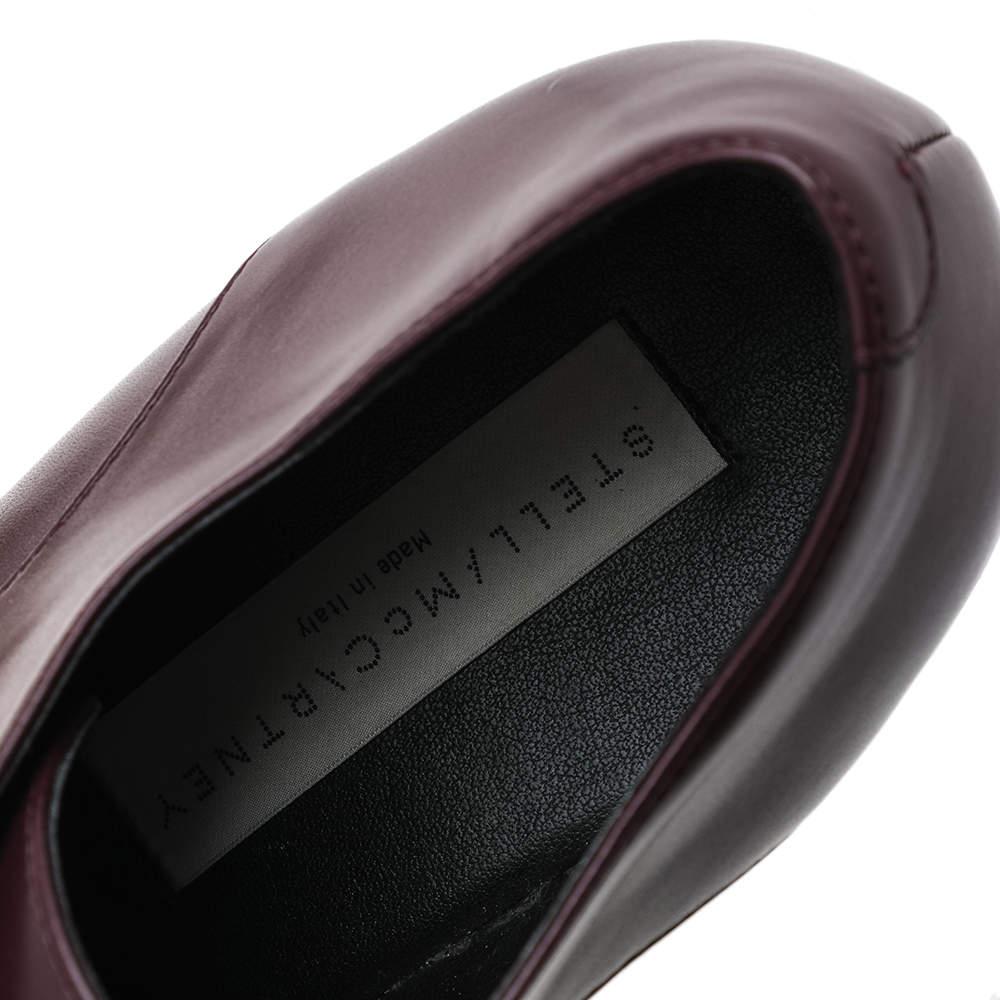Women's Stella McCartney Burgundy Faux Leather Elyse Platform Lace Up Derby Size 38 For Sale